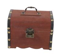 Milisten Vintage Wooden Pirate Treasure Chest with Lock Sturdy Multi Functional Storage Box for Jewelry Trinkets Retro Keepsake Case for Secure Organization and Decorative Display