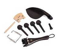 Milisten Violin Tailpiece Fine Tuners Full Size Violin Ebony 15pcs Set Standard Clamps Endpin Tail Gut Pegs DIY Accessories Wooden Bridge