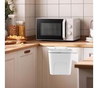 Milisten Wall Mounted Kitchen Trash Can 9l White Dual Compartment Garbage Container with Lid for Bathroom Toilet and Cabinet Waste Separation