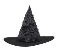 Milisten Wear-resistant Halloween Witch Hat with Broken Design Wide Brim Lightweight Cloth for Comfortable Party Cosplay Unique Photo Prop for Women and Group Celebrations