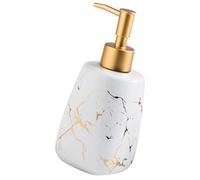 Milisten White Marble Pattern Ceramic Soap Dispenser with Refillable Pump, Suitable for Bathroom Lotion and Dish Soap, Portable Design