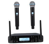 Milisten Wireless Microphone System Glxd4 Uhf Dual Channel Cordless Vocal Mic 2 Beta58a Dynamic Microphones, Ac230v Uk Power Adapter, Suitable for Karaoke Singing, Outdoor and Stage Use