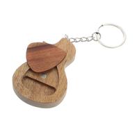 Milisten Wood Guitar Keychain with Storage Box, 2pcs Set Wooden Plectrum Key Ring for Guitar Players, Compact Plectrum Holder Suitable for Travel and Daily Use