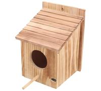 Milisten Wooden Bird Feeding Box Small Bird Nesting Box Sleeping Nest with Good Load-bearing Capacity and Sheltered Warm Place in Beige for Hanging under The Tree Or Backyard