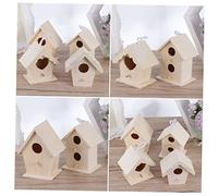 Milisten Wooden Bird Nest Set 5pcs Diy Unfinished Pine Bird House Heart-shaped and Double-hole Designs Outdoor Garden Decoration and