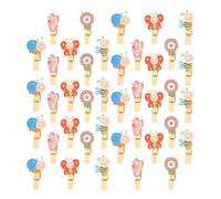 Milisten Wooden Craft Clips 50Pcs Mini Photo Display Pegs Animal Designs for Note Holding and Scrapbooking