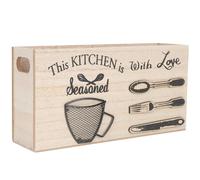 Milisten Wooden Cutlery Organizer Box with Compartments, Multifunction Utensil Storage Case for Kitchen Countertop, Household Flatware Holder 30x15x8cm, Suitable for Dining Table