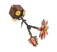 Milisten Wooden Daisy Flower Puzzle DIY Kit with Vase Beginner-friendly Jigsaw Model for Family Crafting Non-toxic Materials Educational and Creative Bouquet Building