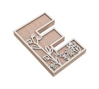 Milisten Wooden Decorative Letter E 4.96x3.31inch Elegant Engraved Wood Letters Lightweight Beige for Home Decoration Nursery Bedroom Wedding Party