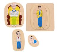 Milisten Wooden Multi Layered Life Cycle Puzzle for Montessori Educational with Cartoon Human Figures Enhances Observation Hand Eye Coordination and Developmental Skills