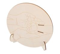 Milisten Wooden Newborn Wristband Holder with Stand, Round Beige Keepsake Plaque for Birth Hospitals and Special Occasions, Nursery Birth Announcement Sign for Baby Commemorative Display