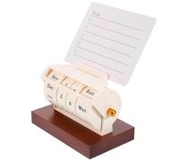 Milisten Wooden Perpetual Desk Calendar Rotating Wheel, Desktop Standing Block Calendar Set Reminder Cards and Erasable Pen for Office and Home Use