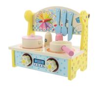 Milisten Wooden Play Kitchen Set with Miniature Stove and Dollhouse Accessories Compact Small House Furniture for Educational Role Play Creative Family Interaction for Cognitive and Motor