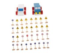 Milisten Wooden Traffic Sign for Educational Road Sign Models for Early Transportation Learning Portable Cognitive Playset for Role Play and Traffic Rules Awareness
