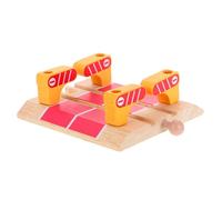 Milisten Wooden Train Track Expansion Pack with Red Crossing Barricade Station Compatible with Major Brands Educational Early Learning Accessory
