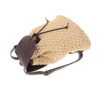 Milisten Woven Drawstring Backpack Lightweight Student Knapsack Casual Travel Bag for Women Beach and School Use Beige