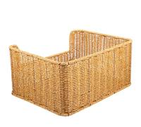 Milisten Woven Imitation Rattan Storage Basket for Office and Home, Desktop Book Organizer Basket, Sundries Holder with Light Color, Multipurpose Open Storage Bin for Kitchen and Study