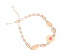 Milisten Woven Shell Anklet Bracelet with Handmade Flower Pattern, Lightweight Bohemian Summer Foot Chain for Women and Teens at Beach