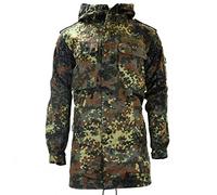 Militar Original German Army Field Jacket Parka y Issue Hooded Flecktarn Combat, Camouflage, Medium