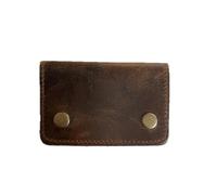 MILITARIA STUFFS Genuine Leather Slim Wallet, Minimalist Card Holder, 6 Card Slots, Handmade for Men and Women, Vintage Distressed Look