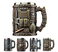 Military 3D Mug - Creative Army Themed Coffee Mug, Unique 3D Design for Veterans, 15oz Personalized Coffee Cup, Salute to The Heroes Gift (A)