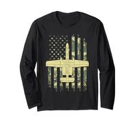 Military A-10 Warthog Thunderbolt Flag USA Camouflage Long Sleeve T-Shirt