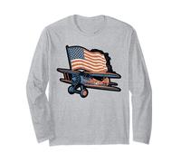 Military Aircraft American Flag Design Long Sleeve T-Shirt