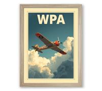 Military Aircraft Ascendant Vintage Framed Wall Art Print A3 (42×29.7cm) Oak, Wall Decor for Living Room, Bedroom, Office & Home, Ready to Hang, Art Gift
