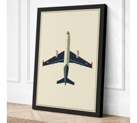 Military Aircraft Blueprint Canvas Wall Art Print 24x16 Inch