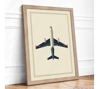 Military Aircraft Blueprint Vintage Framed Wall Art Print A2 Oak