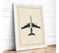 Military Aircraft Blueprint Vintage Framed Wall Art Print A3 White