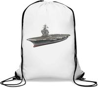 Military Aircraft Carrier at Sea Gym Sack Casual Drawstring Bag White