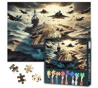Military Aircraft Carrier in Combat Zone Puzzles for Adults 1000 Piece - Fighter Take-Off Jigsaw Puzzle 1000 Pieces Birthday Party Gag Gift Toy for Home Decor 20X27inch