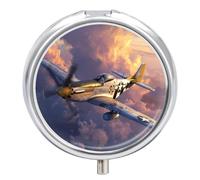 Military Aircraft Fighter WWII P-51 Airplane Pill Case Travel Medicine Organizer Box