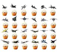 Military Airplane Dessert Cupcake Toppers Airplane Birthday Party Decorations for Boy Girl Happy Birthday Party Decorations Aviation Flying Theme Decor Supplies