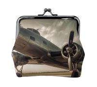 Military Airplane Girl Prints Coin Purse Kiss Lock Pu Leather Mini Pouch Wallet Change Bag for Women Girls Kids