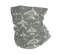Military Airplanes Army Fighter Camo Grey Neck Gaiter Multifunctional Neck Scarf Novelty Facial Shield For Sports Yoga Climbing 25X50Cm
