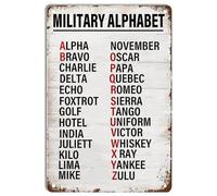 Military Alphabet Retro Metal Tin Sign World War II Military Posters Retro Iron Painting Metal Plaque Tin Painting for Home Kitchen Bar Pub Cafe Farm Garden Garage Decor 12x8inch