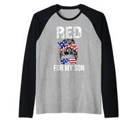 Military American Flag RED Remember Everyone Deployed Raglan Baseball Tee