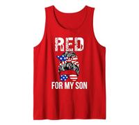 Military American Flag RED Remember Everyone Deployed Tank Top