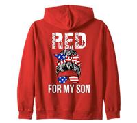Military American Flag RED Remember Everyone Deployed Zip Hoodie