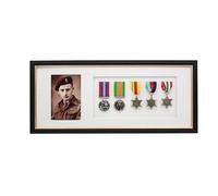 Military and Service Medal display Frame for Five Medals and one 6x4" Photographs. Traditional Style Frames. War Medals | Wall Hanging (Black - Gold Trim)