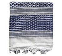 Military Army SAS Style Arab Shemagh Keffiyeh Cotton Desert Tactical Shawl Scarf (WHITE/BLUE)