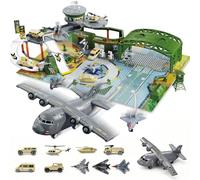 Military Base Toy Set with Vehicles, Aeroplane Maps and Soldier Figurines,Airplane Toy Set,Early Learning Toys for Boys Girls