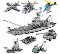 Military Battleship Boat Building Block Set,Large Sized Cruiser Toy,Battle Ship Toy with Helicopter and City Lifeboat,Warship Birthday Gift Compatible with Lego Sets for Boys 7-14 & Adults(1442PCS)