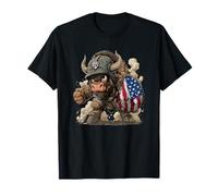 Military Bison with America Colors for Man and Woman T-Shirt