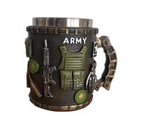 Military Branch Themed Stainless Steel Coffee Mug, Resin Coffee Cup Decorative 3D Relief Design Veterans Mugs American Commemorative Mug for Veterans, Idea Gift for Military Enthusiast