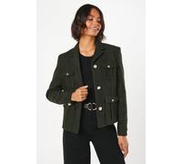 Military Button Wool Short Jacket Dorothy Perkins Khaki 8