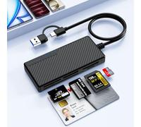 Military CAC Smart Card Reader,5in2 CAC/SIM/SD/XD/MS/TF Memory Card Adapter | USB-C/USB-A Smart Card Reader for DOD PIV CAC ISO 7816 SD/XD/TF/MS/SIM/IC Card,Multi Card Adapter for Windows/Mac OS/Linux/PC