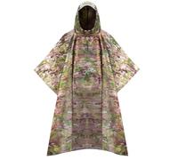 Military Camo Rain Poncho, Extra Large Tactical Poncho Shelter, with Pocket, Waterproof, for Hunting Hiking Camping Emergency, Multicam, One size